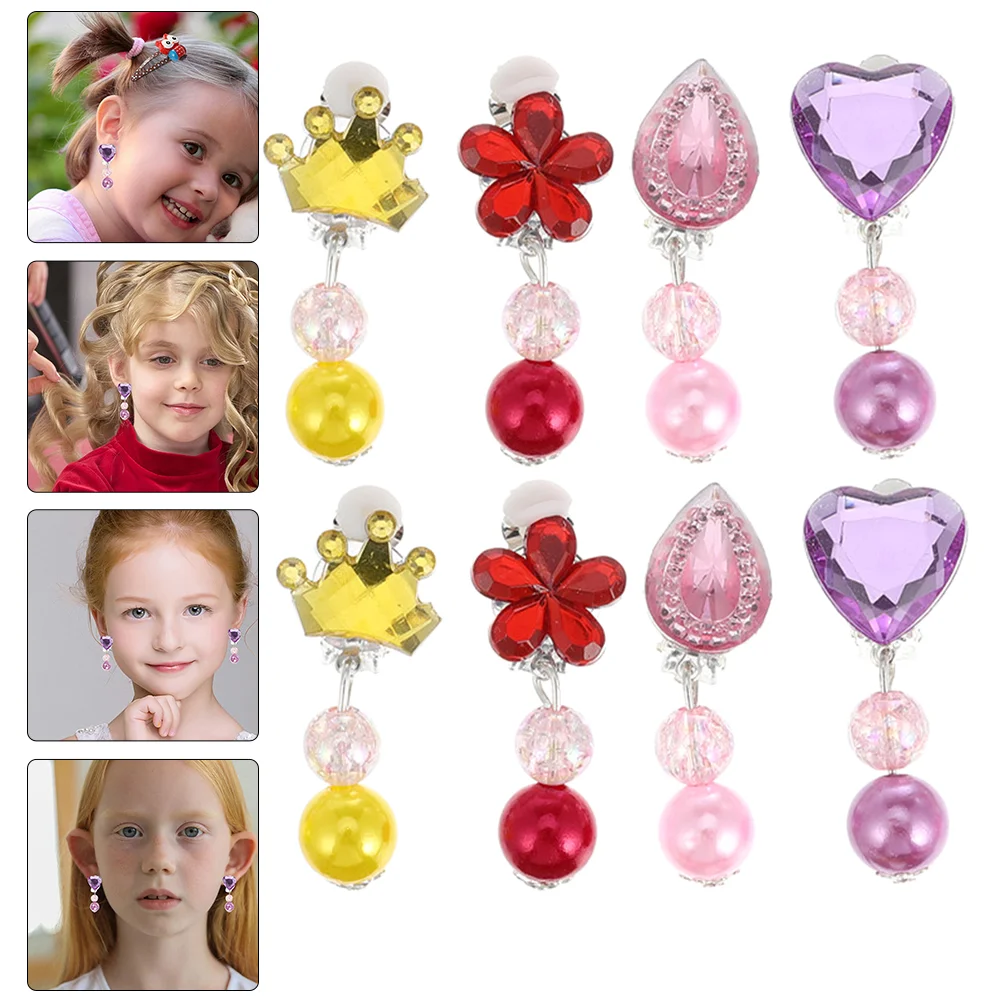 Children's Earrings Delicate Clip on for Kids Non Jewelry Dangle Clip-on