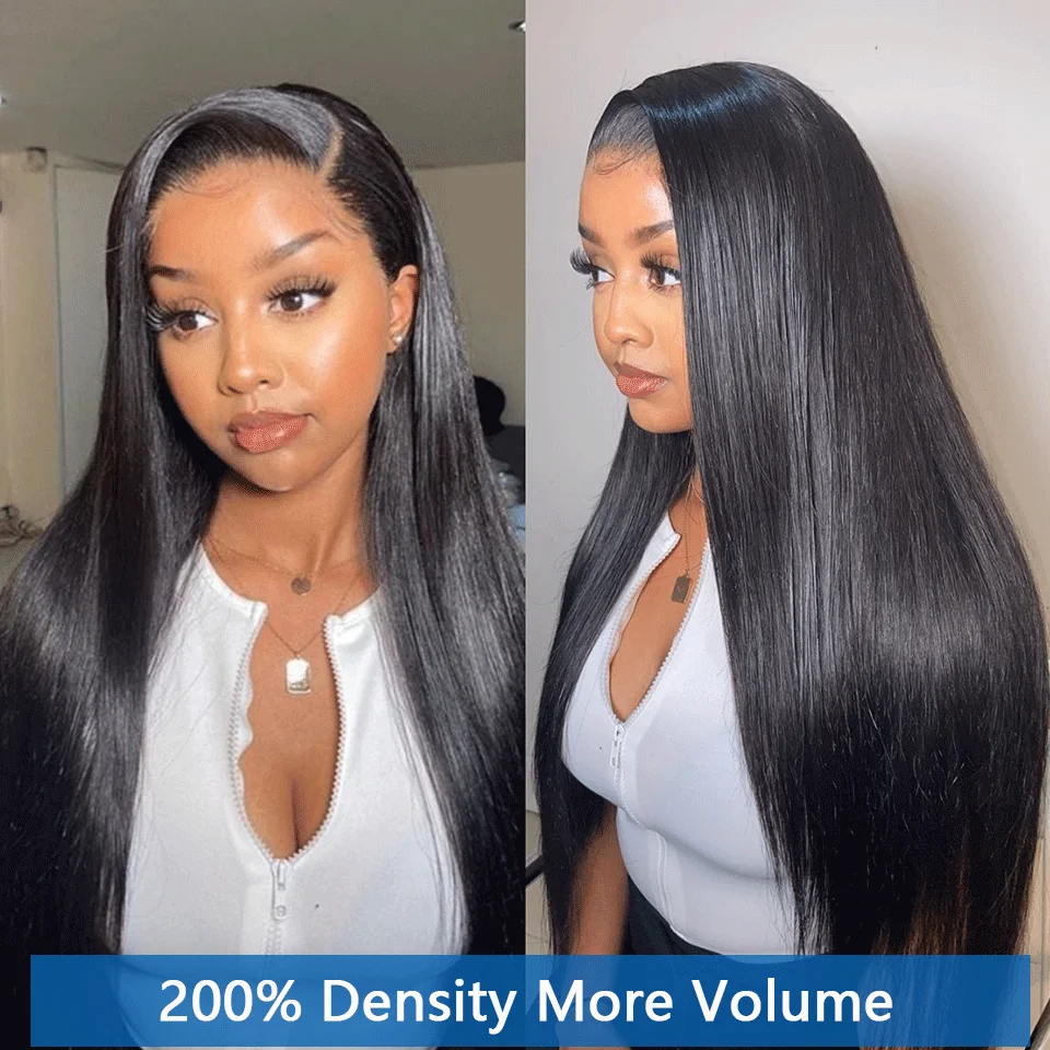 30 28 Inch 13x4 Lace Front Wig Brazilian Bone Straight Human Hair Wigs 200% Density Full Lace Frontal Bleached Knots Wig