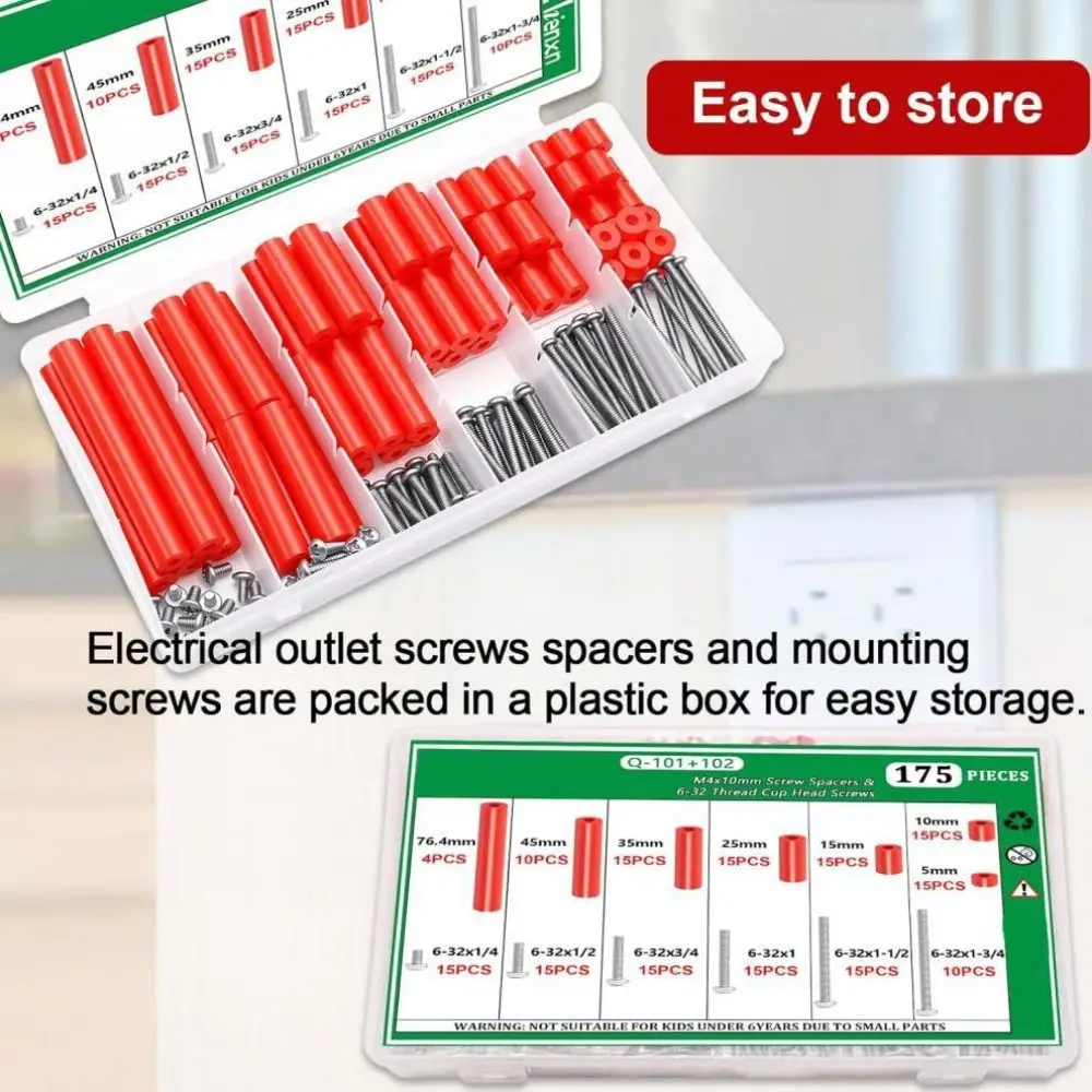 Easy Installation Outlet Extender Kit Reusable Multi-Size Set Outlet Screw Spacers Kit Complete Repair Kit Assorted Kit