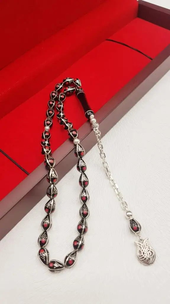 OLTU stone drop MODEL silver red processing rosary