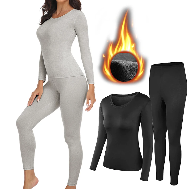 Women Thermal Underwear Set 2 pack Long Johns Ultra Soft Fleece Lined Base Layer Keep Warm Cold Weather Top Bottom﻿