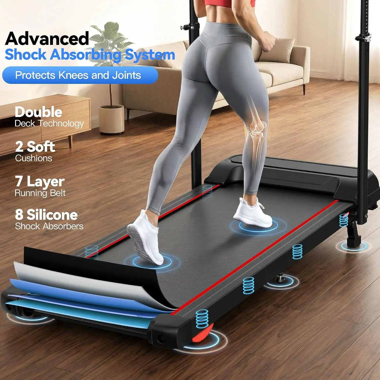 2026 Premium Treadmill Incline - 3.5HP Treadmills 350+ LBS Weight Capacity, Adjustable Height with Desk & Pulse Sensor, Custom