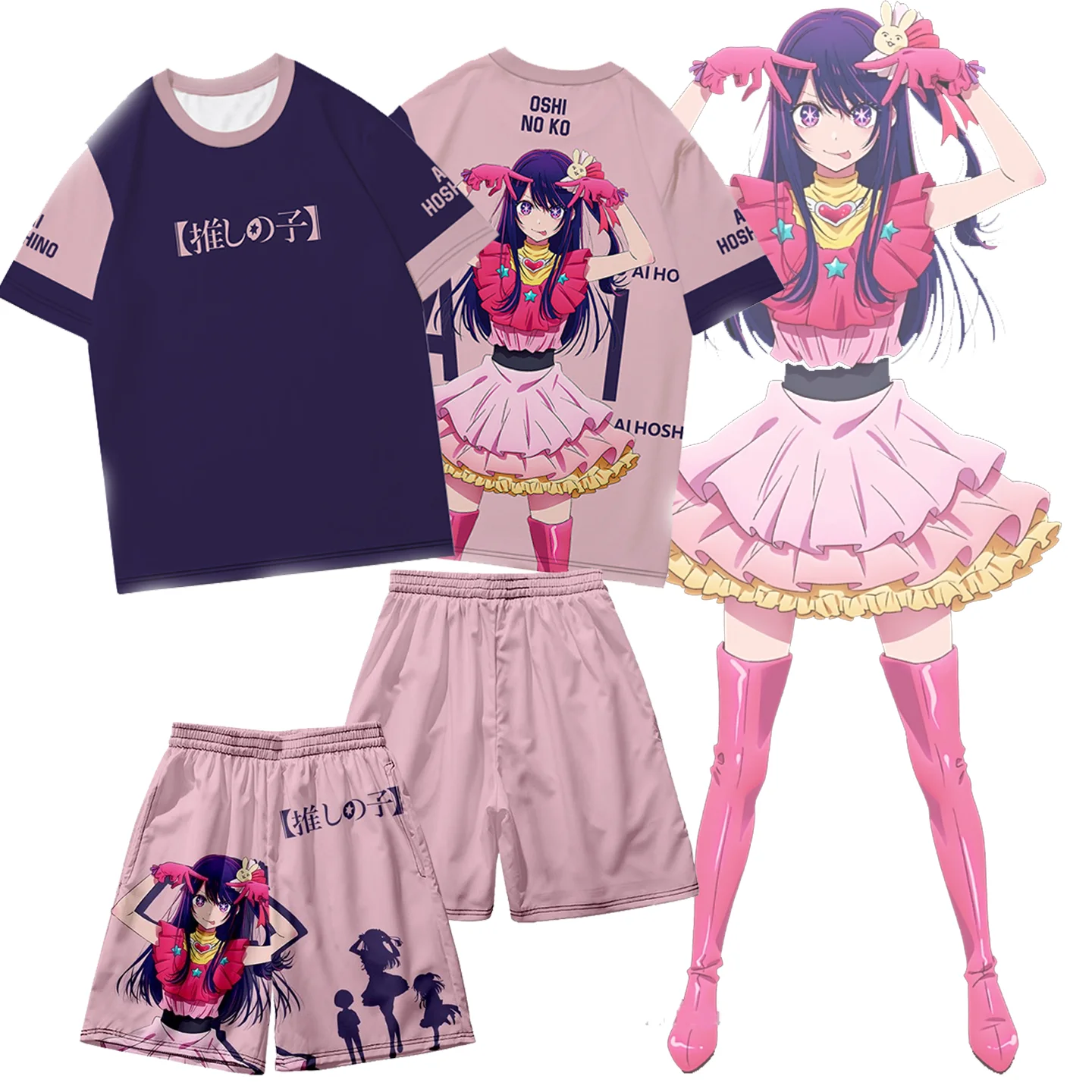 

Hoshino Ai Anime OSHI NO KOT-shirts Shorts Sets 3D Print Kid Cosplay Tracksuit Outfits Casual Men Women Harajuku 2Pcs Jogger Set