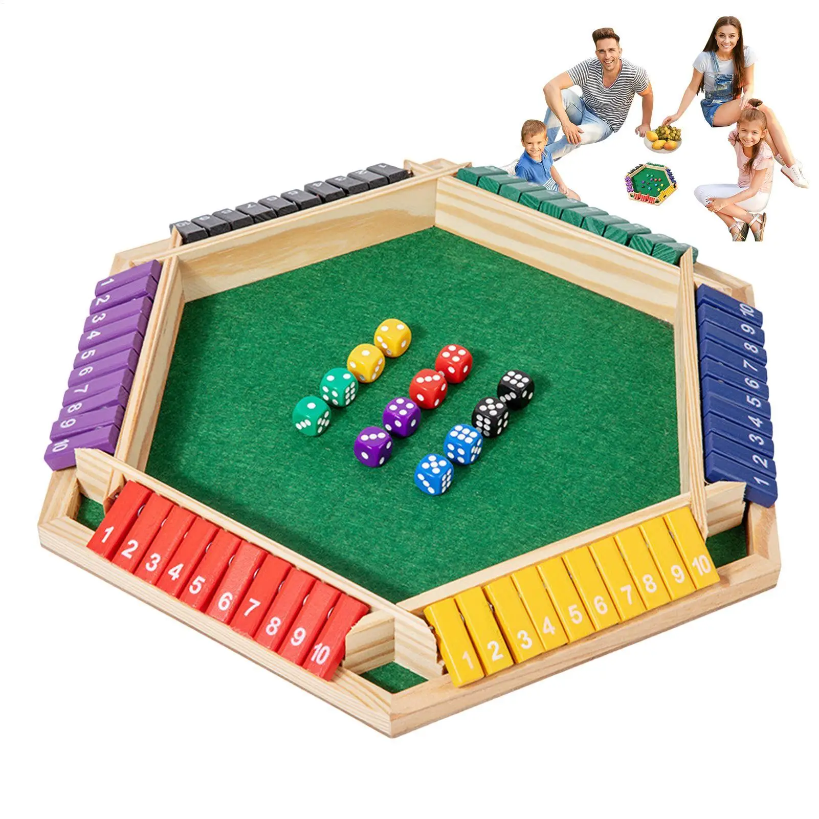 Permainan Papan Shut The Box Permainan Papan Kayu Dua Sisi & Dadu Interaksi Orang Tua-Anak Hiburan Keluarga