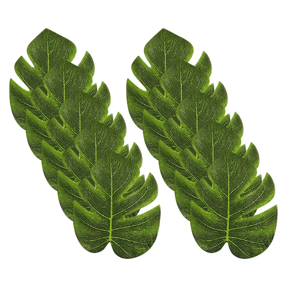 

10pcs Faux Monstera Leaves Artificial Green Decorative Leaves Lifelike Tropical Party Favor Beach Hawaiian Jungle Theme Sushi
