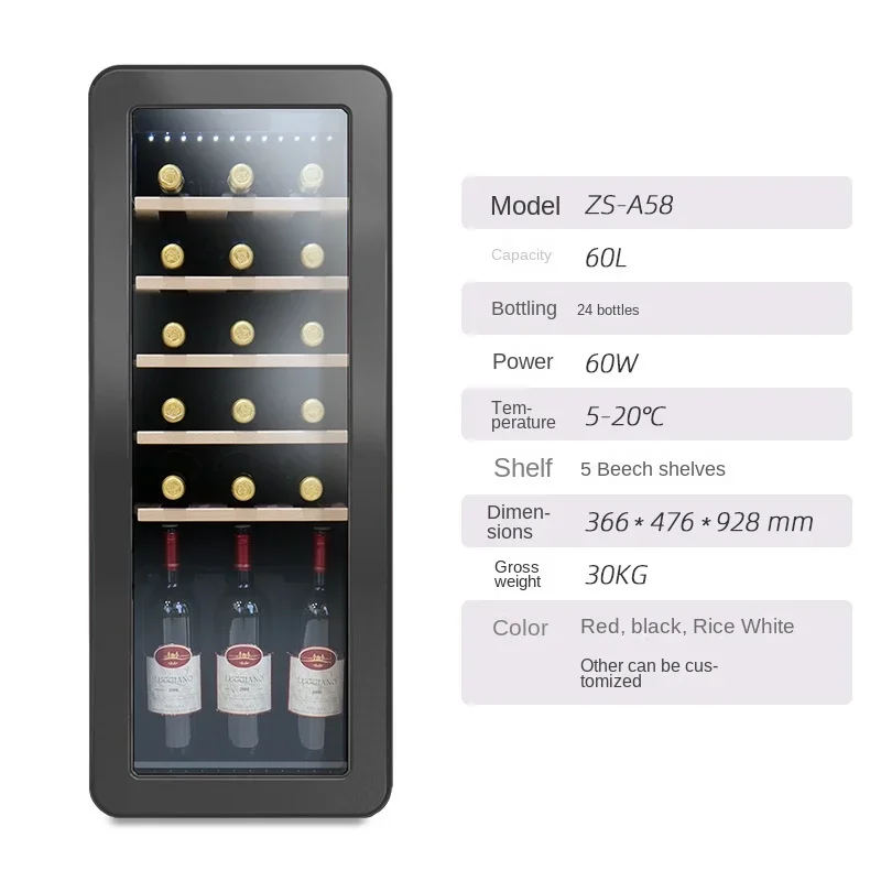 Freestanding Wine Cooler Wine Refrigerator with Customizable Options with Plastic Single Round Door Power Supply