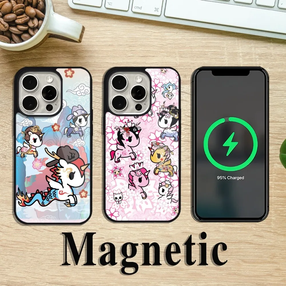 Cartoon Japan T-Tokidokis Cute Phone Case For iPhone 11 12 13 14 15 Pro Max Plus Magsafe Magnetic Wireless Charging