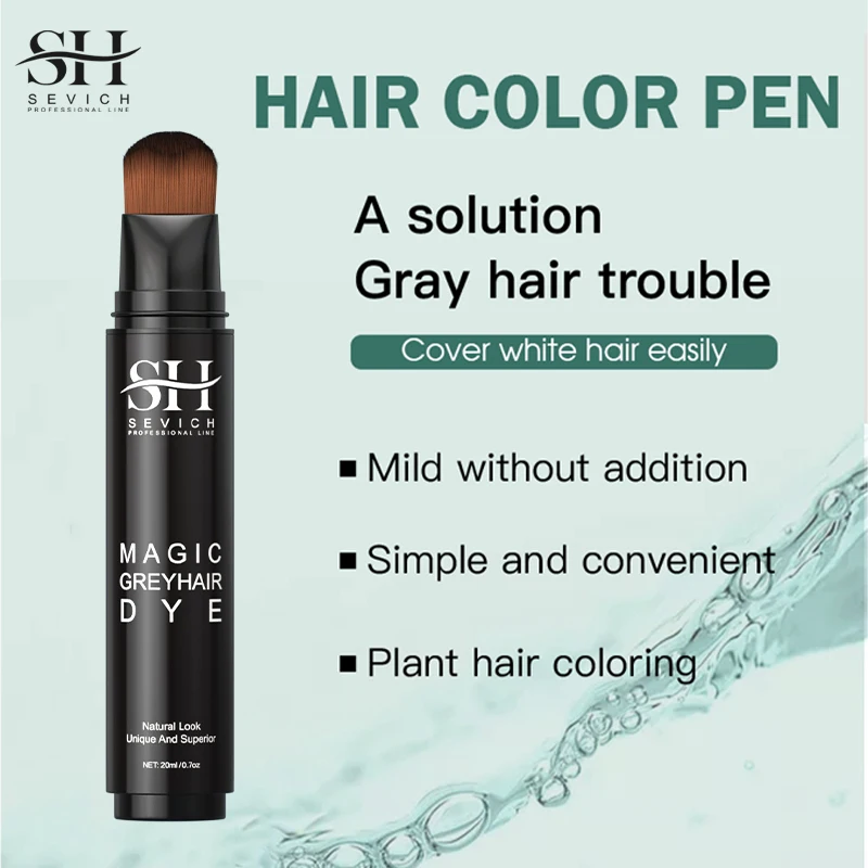 Sevich 20ml Temporary Hair Dye Hair Color Pen 3 Colors One-time White Grey Hair Cover Up Hair Color Brush Unisex DIY Hair Color