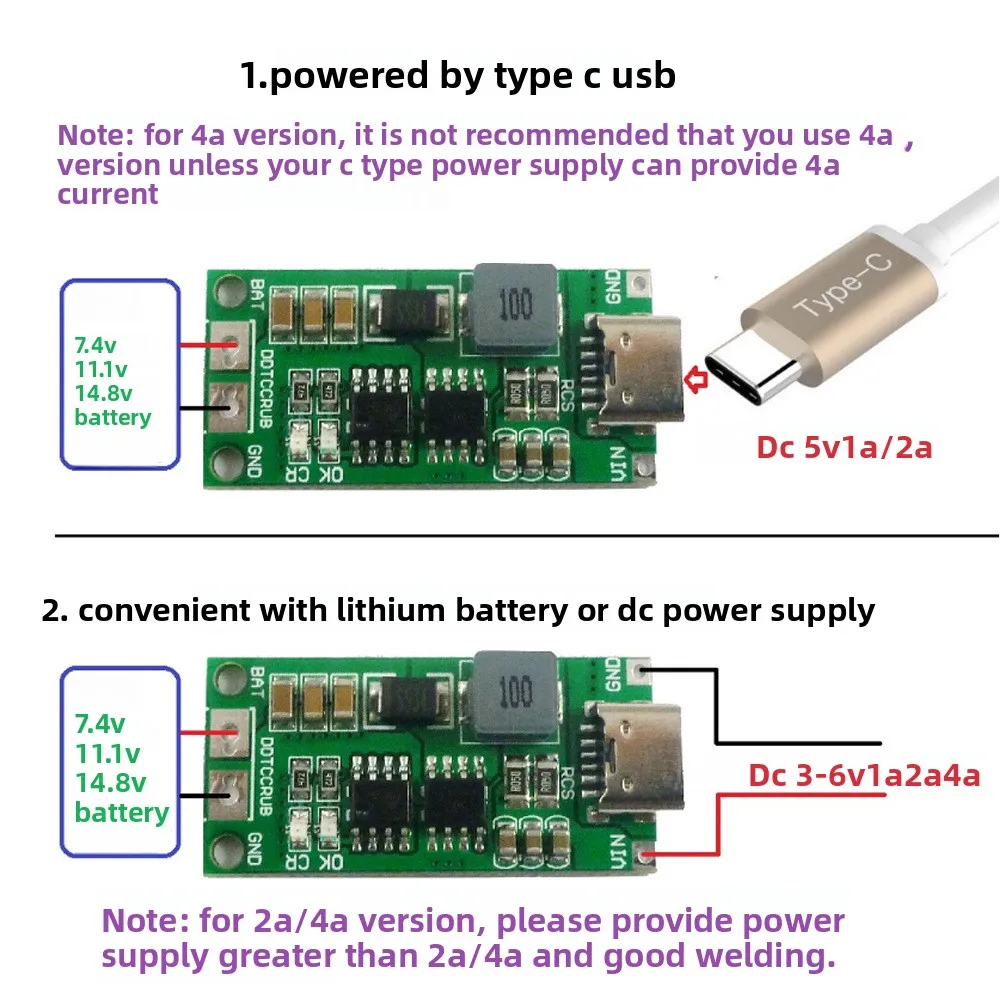 Multi-Zellen 2S 3S 4S Typ-C auf 8,4V 12,6V 16,8V Step-Up-Boost-LiPo-Polymer-Li-Ion-Ladegerät für 7,4V 11,1V 14,8V 18650 Lithium-Akkus – Detail 11