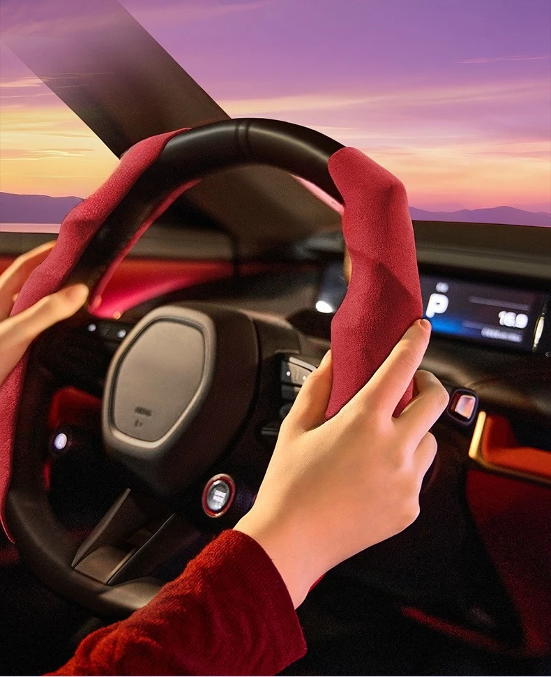 Suede Cassette Steering Wheel Cover Non-slip Sweat-absorbing Four-season General Purpose Car Handle Gloves Leather