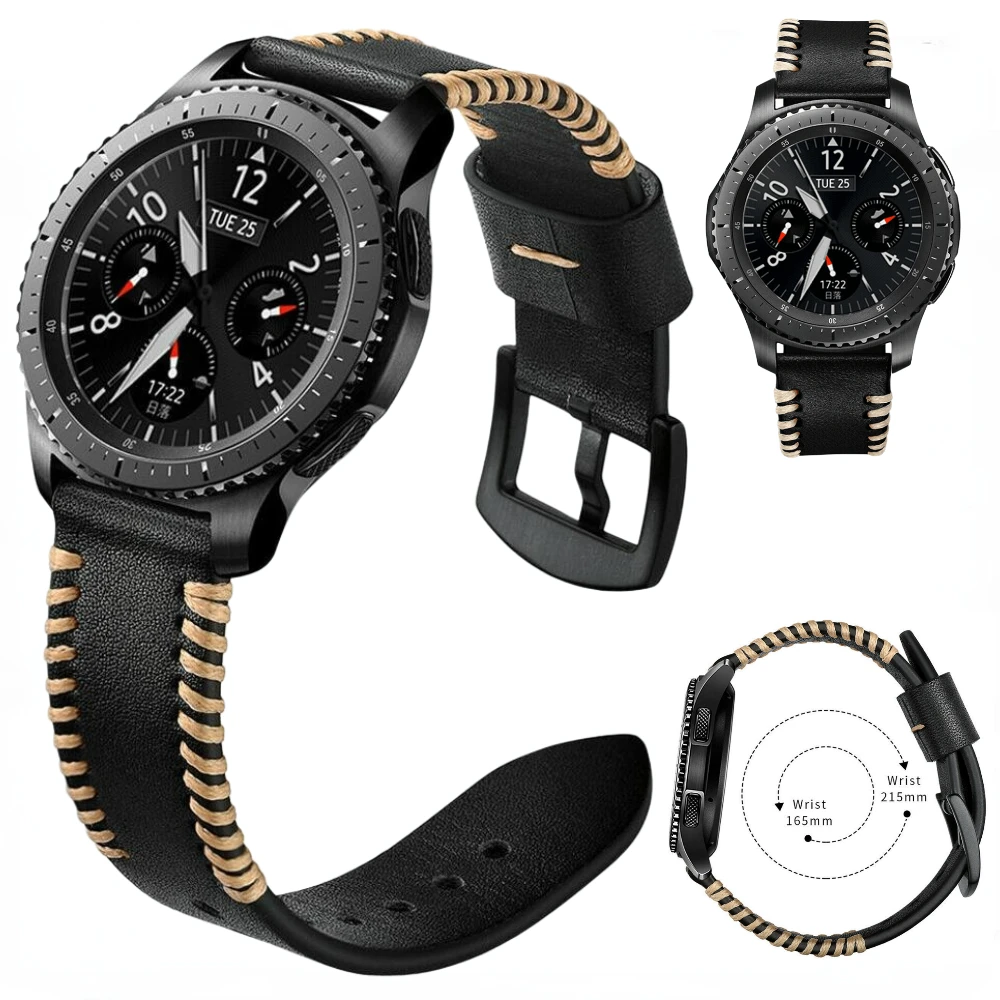 

22mm Leather Strap for Samsung Watch 46mm/3 45mm/Gear S3 Bracelet Wristband for Huawei Watch GT 2 3 Pro/Amazfit GTR/Stratos Band