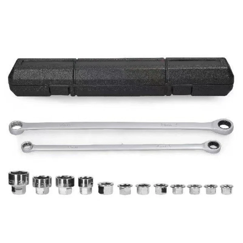 72T Extra Long Through Wall Socket Adjustable Ratchet Wrench 15Pcs Auto Repair Tool Kit