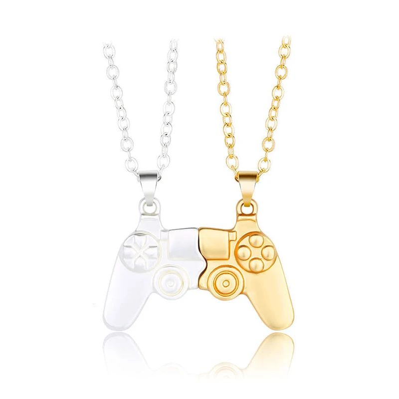 Game Console Handle Magnet Best Friend Pendant Necklace Men Women Double Chain Necklace Lover Jewelry Lovers Gifts