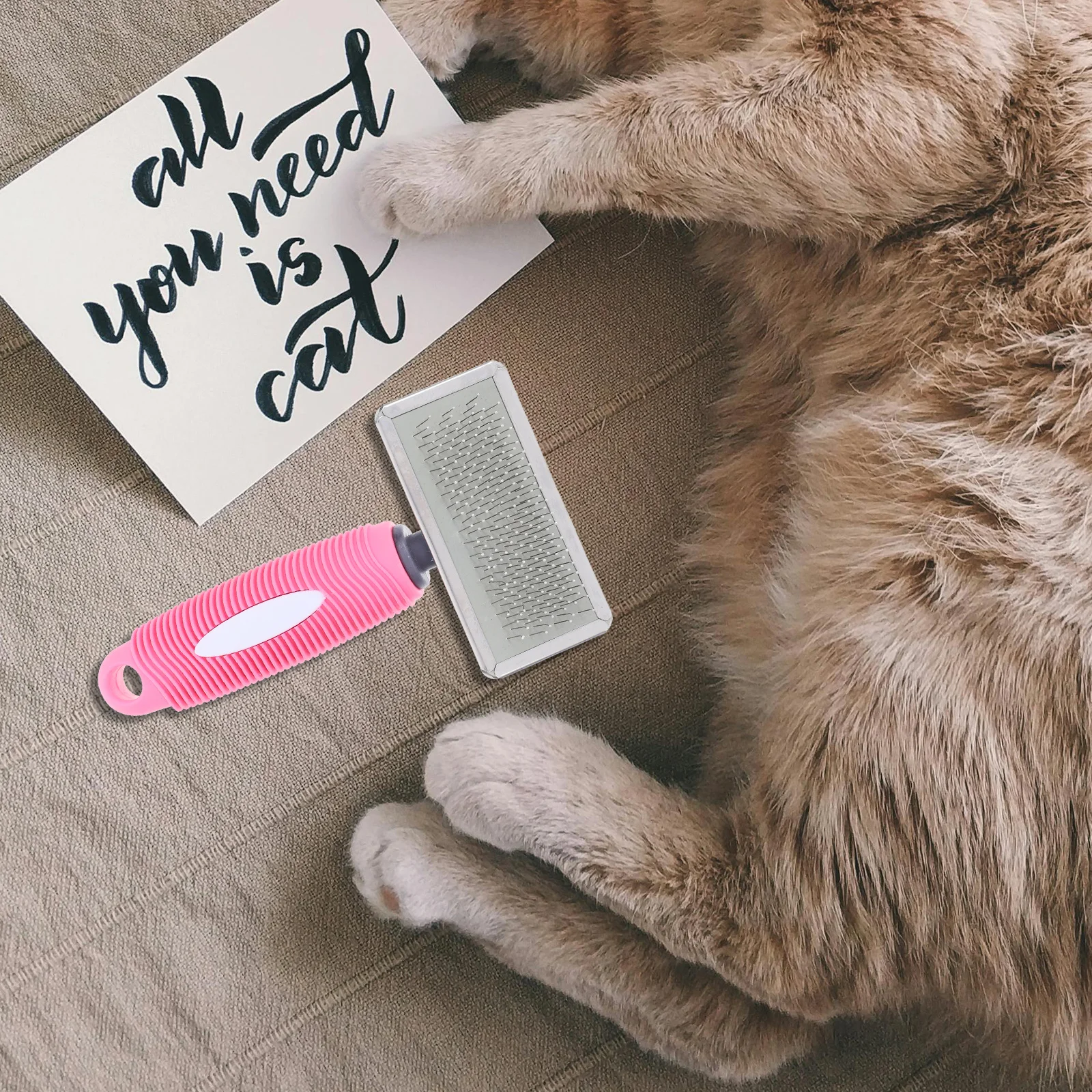 

Pet Comb Stainless Steel Large Frame Comfortable Rubber Handle Grooming Tool Dog Cat Shedding Dematting Removal Brush