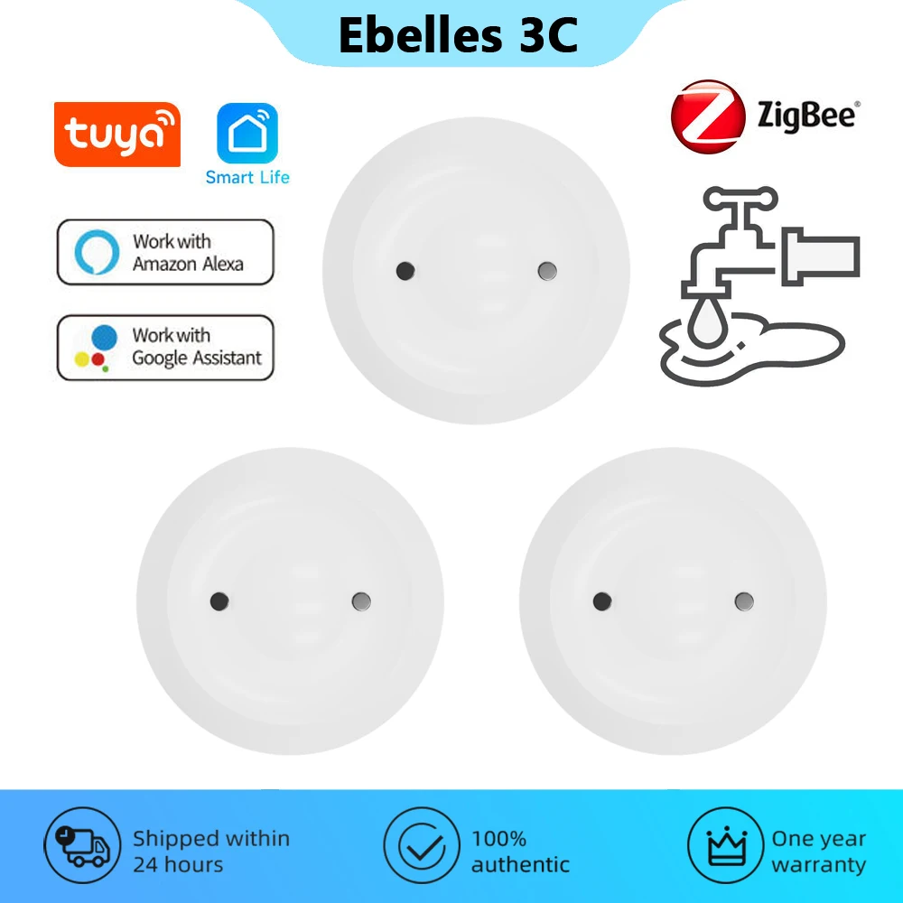 Tuya ZigBee Water Leakage Sensor Smart Home Automation Leakage Detector APP Remote Monitoring Security Protection