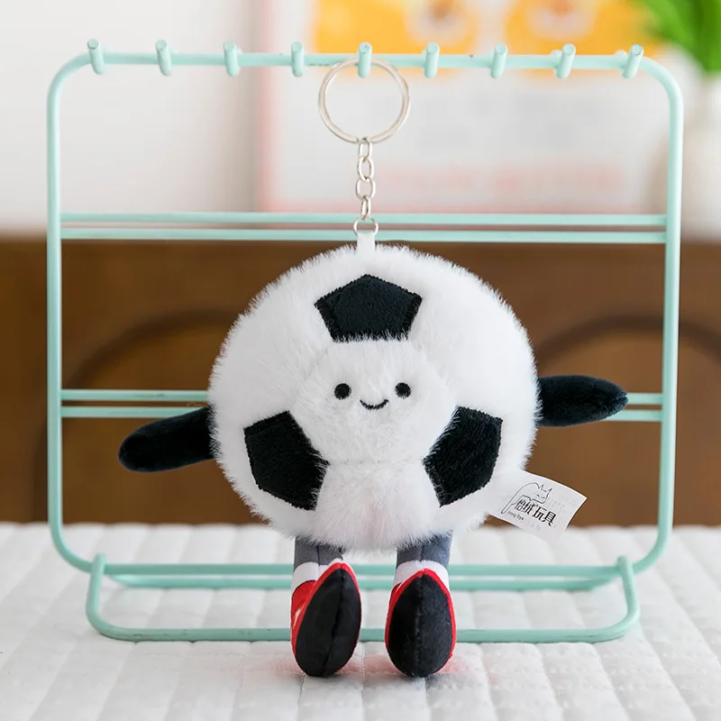 Cartoon Basketball Keychain Pendants Plush Toys Football Badminton Dolls Jewelry Realistic Tennis Balls Billiards Sports Dolls
