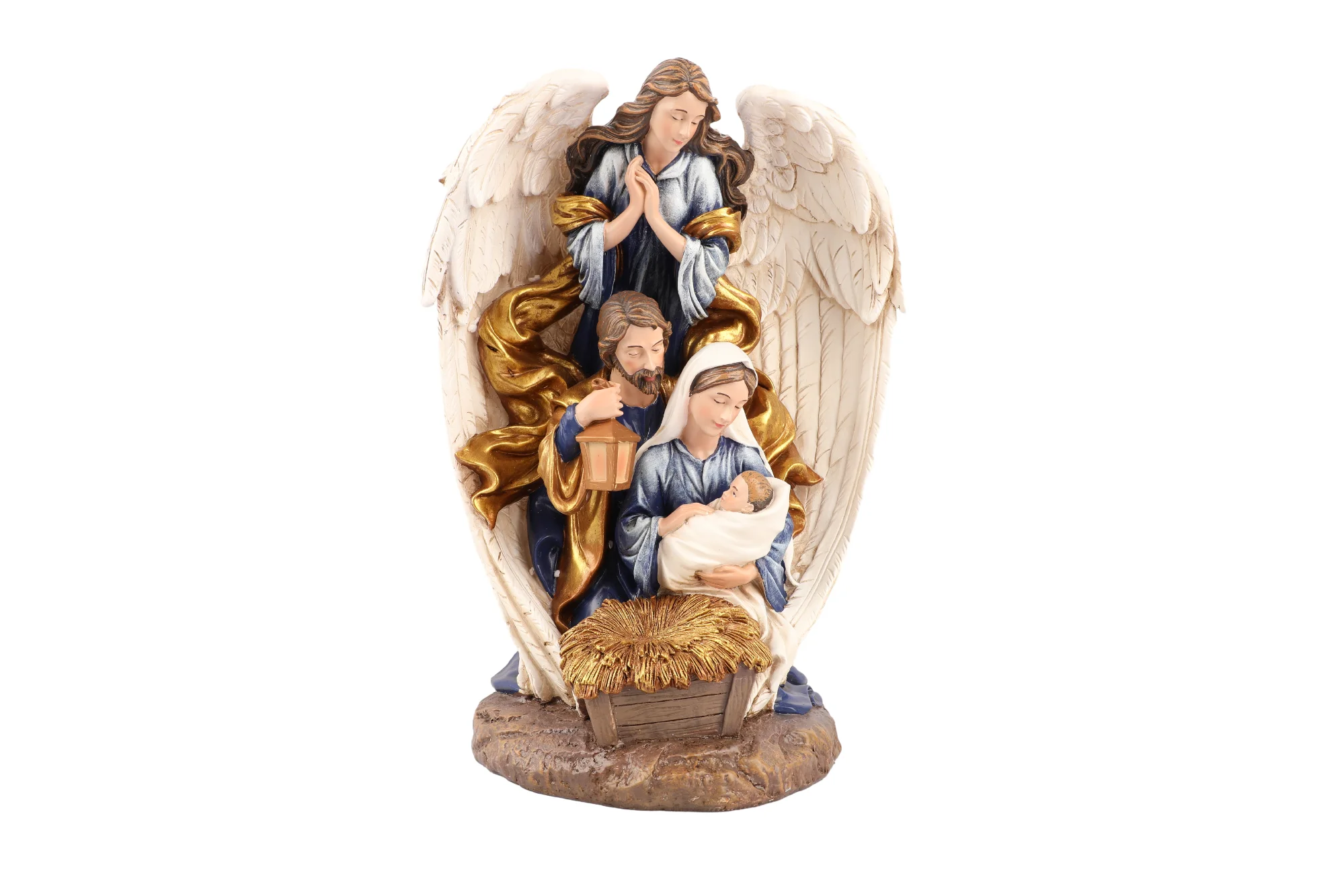 29cmH Guardian Angel with Holy Family Resin Nativity Statue