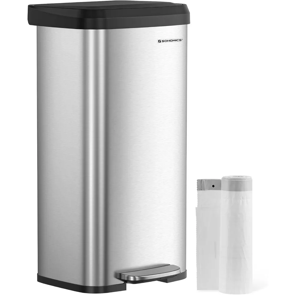 Kitchen Trash Can, 18-Gallon Stainless Steel Garbage Can, with Stay-Open Lid and Step-on Pedal, Soft Closure, Tall, Large