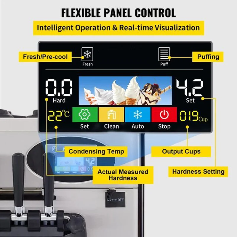 소프트 서브 아이스크림 기계 상업용 전기 아이스크림 메이커 데스크탑 선데 아이스크림 기계 220V 110V