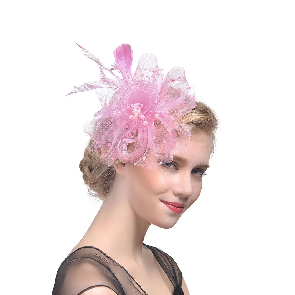 Fascinators Hat Women Flower Mesh Ribbons Feathers Fedoras Hat Headband or a Clip Cocktail Tea Party Headwear for Girls