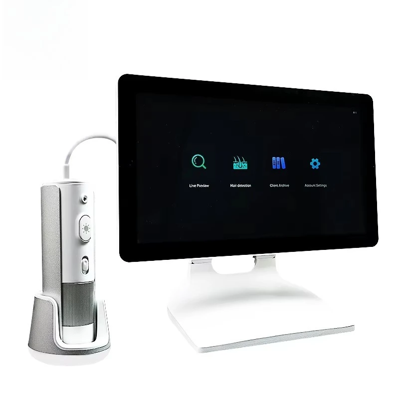 Professional Scalp Analyzer Machine 16MP Trispectral Imaging Hair Follicle Test Wireless Charging JP/US/ZA Compatible 3D