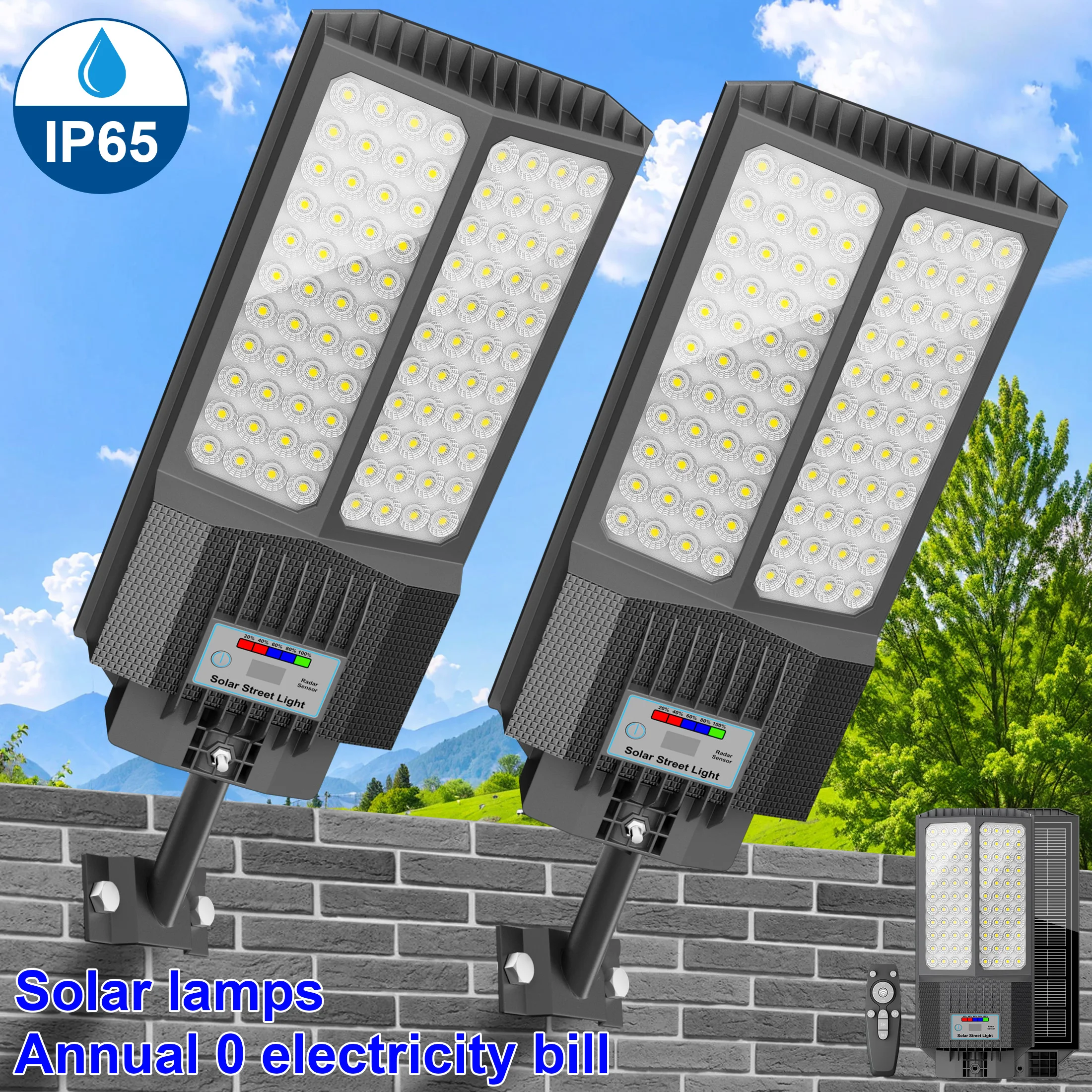 Outdoor Lighting No Wiring - 2 Paket Lampu Jalan Tenaga Surya