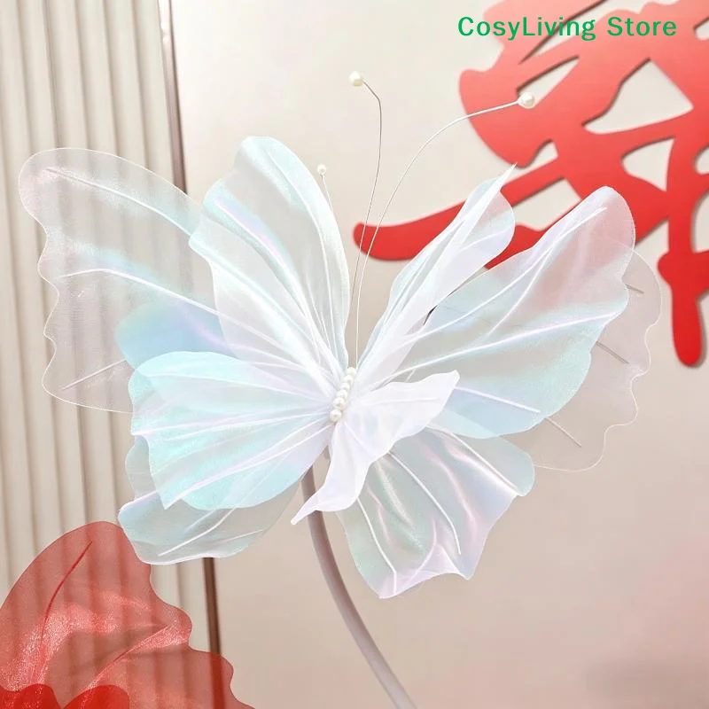 [CL]45-50cm Big Simulation Butterfly 3D Shopping Mall Wedding Festival Decoration Hollow Large Hanging Gauze Fake Butterfly[CL]