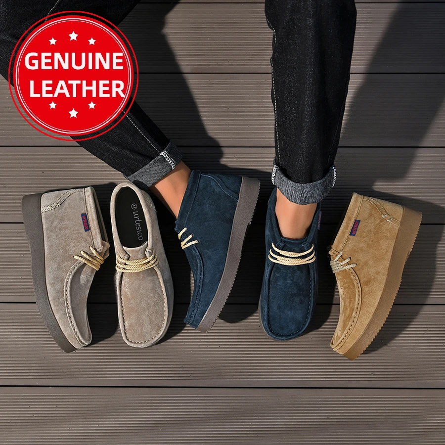 

Men's genuine leather hand-sewn stitching business casual ankle boots, Elegant moccasins men's shoes, Suit for daily wear&work