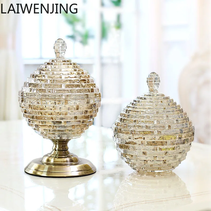 

SGF European retro crystal glass candy jar high value decoration storage light luxury