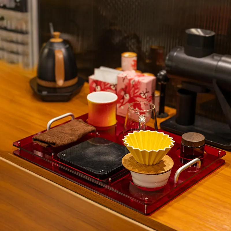 Acrylic coffee tray, used to store coffee equipment, competition supplies display stand,electronic scales, suitable for cafe use