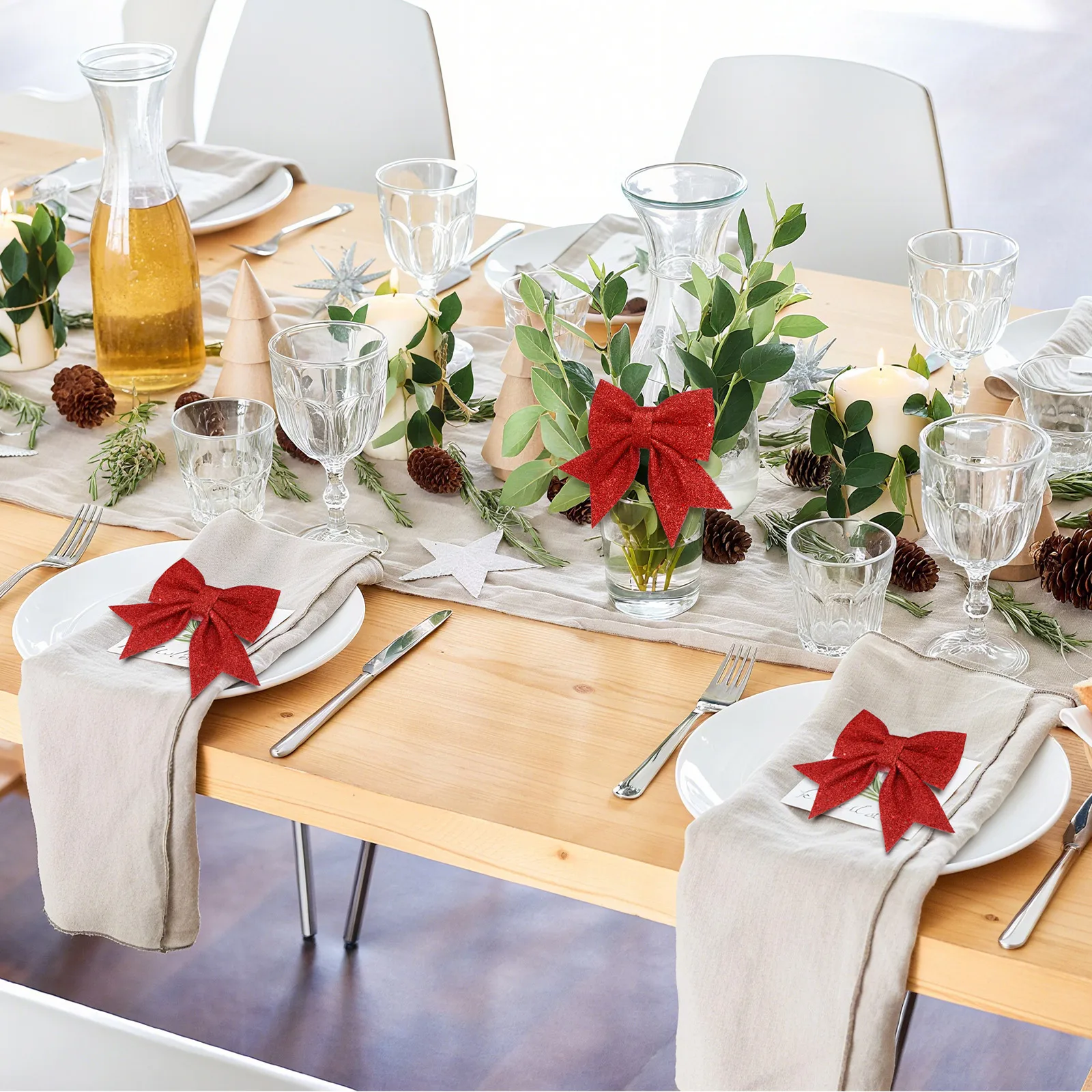 

6Pcs Bow Hanging Christmas Tree Pendants Delicate Xmas Ornaments Tree Decorations Festive Xmas Decors Hanging Pendants