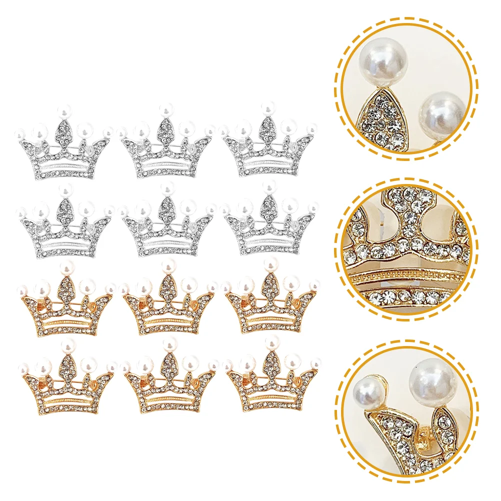 

12 Pcs Women Brooches Crown Brooches Female Lapel Pin Clothes Jewelry for Hat brooch pin crown lapel pin