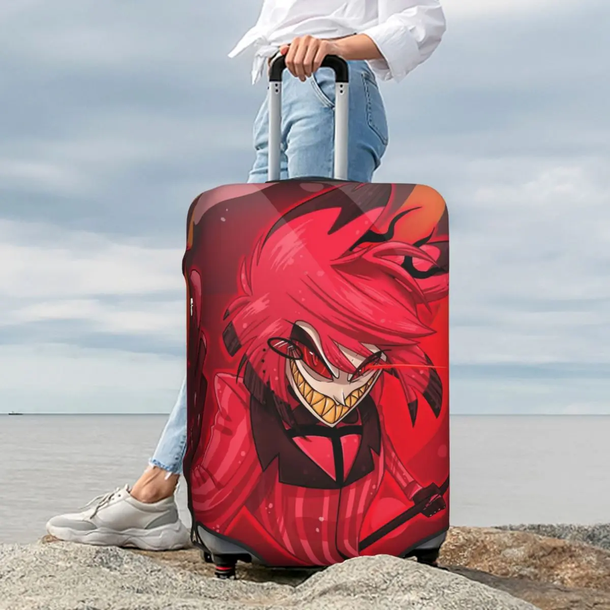 

Креативный Alastor Hazbin Hotels аниме чехол для чемодана защитные эластичные защитные чехлы для багажа для 18-32 дюймов