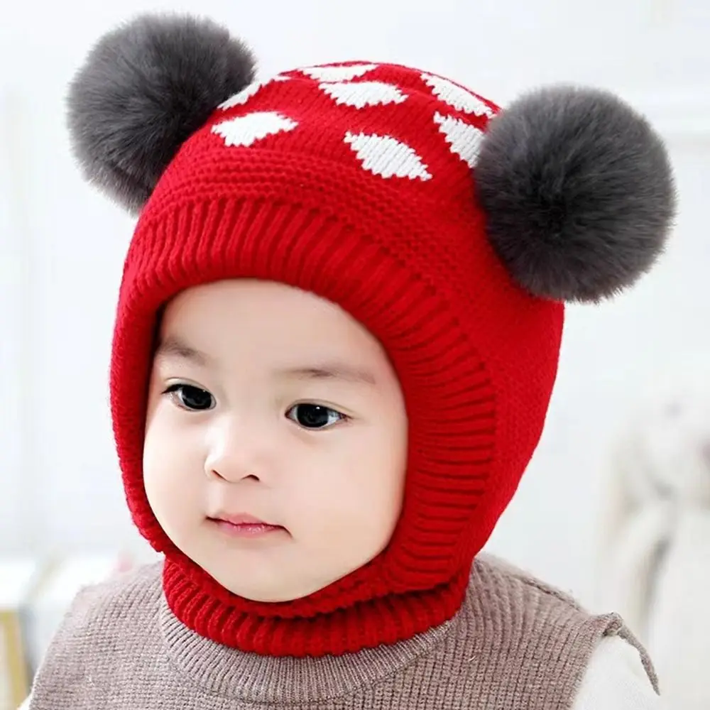 Warm Baby Knitted Hat Fashion Windproof Knitted Children Ear Protection Caps Headwear Cute Kids Bonnet Winter