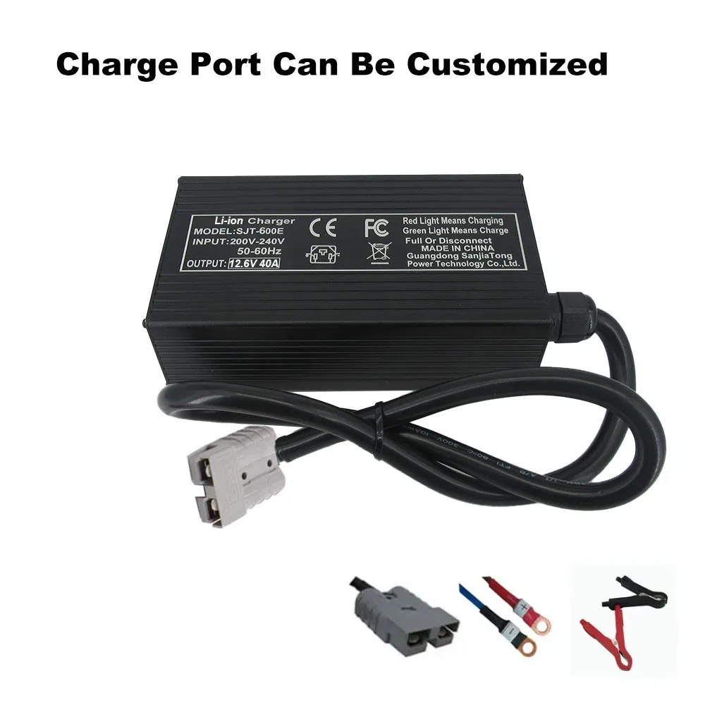 12.6V 40A Li-ion Fast Chargers For 3S 11.1V 10.8V 12 Volt Lithium Energy Storage RV UPS Solar Golf Cart Battery SB50 Connector