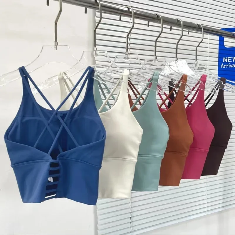 Lemon Sportswear Woman Gym Slim Shoulder Sports Yoga Bra With Crossed Water Droplet Shape Beautiful Back Gym Workout Sexy Bra