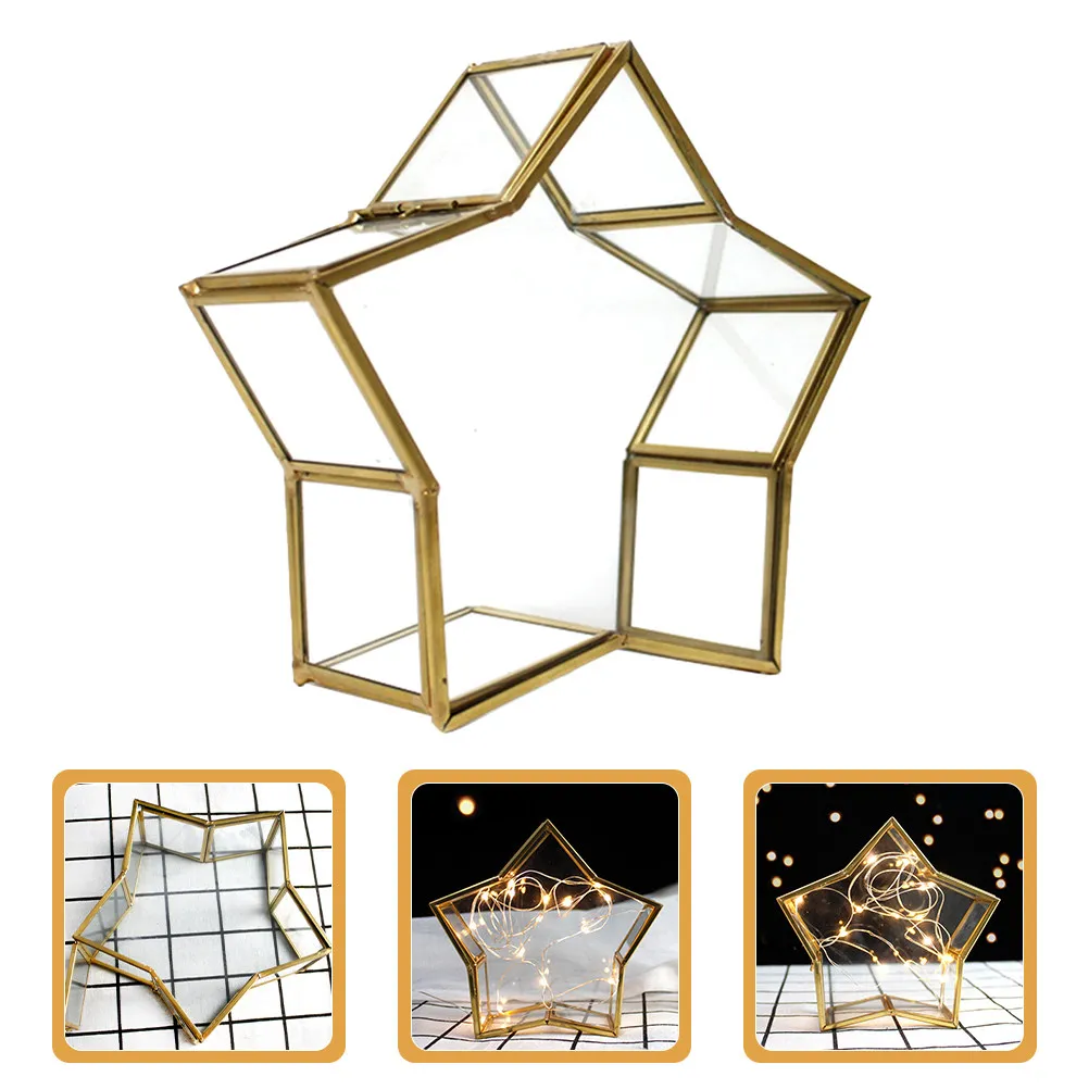 

Glass Star Jewelry Storage Box Unique Five-Pointed Star Shape Jewelry Organizer Display Case Preserved Flower Packaging Birthday