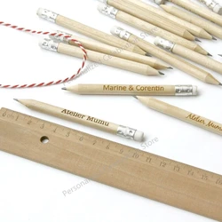 Personalized Pencil Wood Pencils 10CM Wedding Gift Souvenirs Engraved Pen Favors Baby Shower Party Customized Free Name Guest