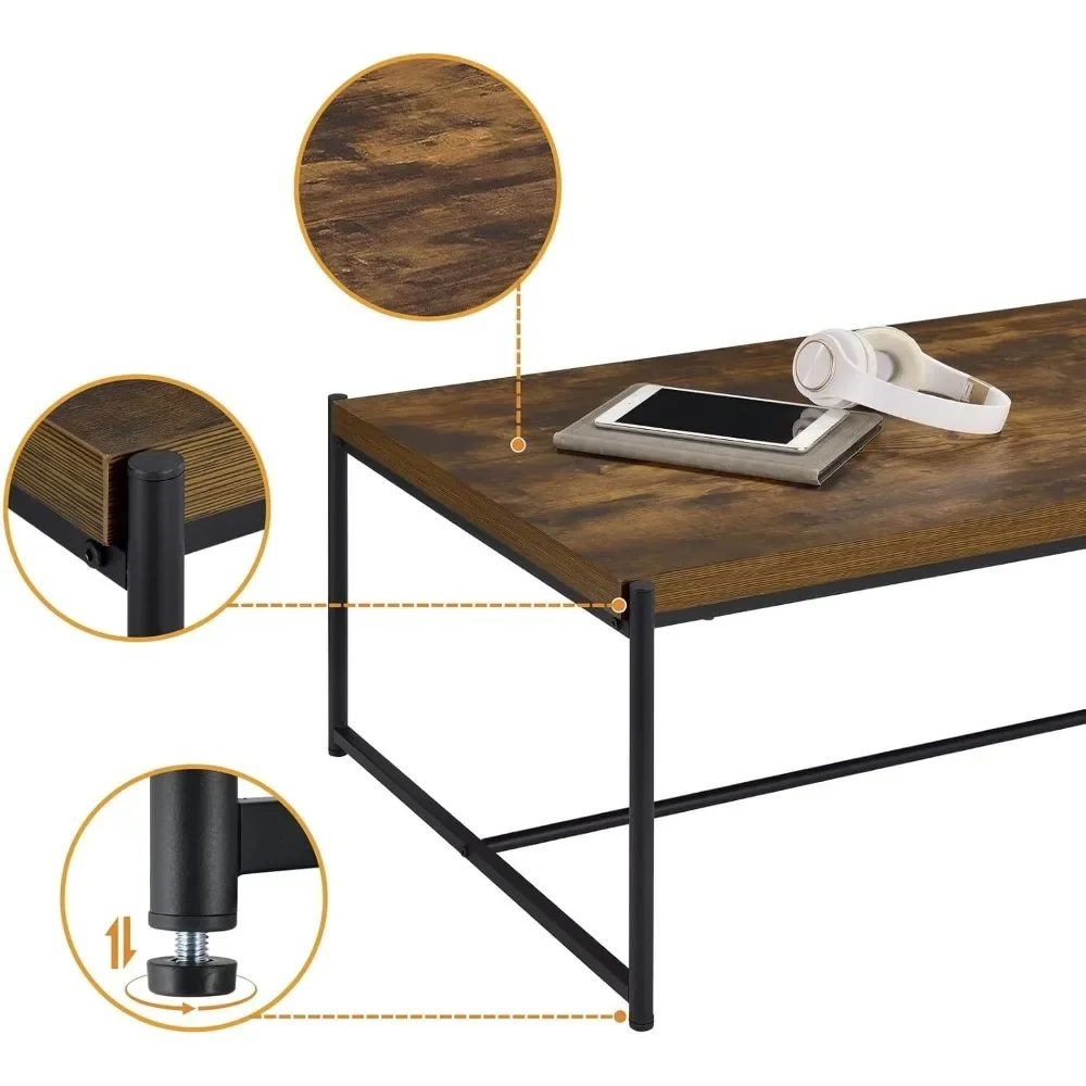 طقم طاولة قهوة ونهاية مكون من 3 قطع، طاولة أريكة خلف الأريكة، 21.50 بوصة طول × 47.00 بوصة عرض × 16.00 بوصة ارتفاع #6