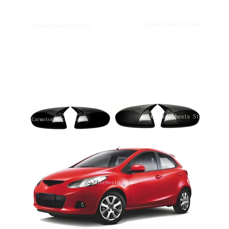 Car  Rearview Side Mirror Cover Fit For  Mazda 2 2008 2009 2010 2011 2012  Wing Cap Rear View Case Trim Carbon Fiber
