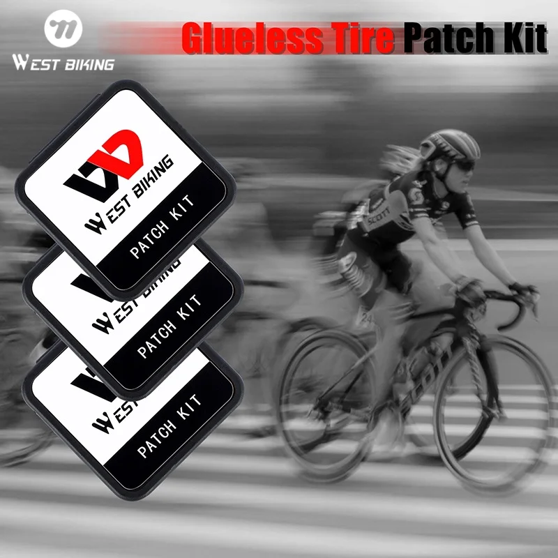 Kit de Reparo de Pneu de Bicicleta WEST BIKING Sem Cola, Remendo Autoadesivo para Câmara de Ar de Bicicleta, Ferramenta de Reparo de Pneu de Emergência com Caixa de Armazenamento