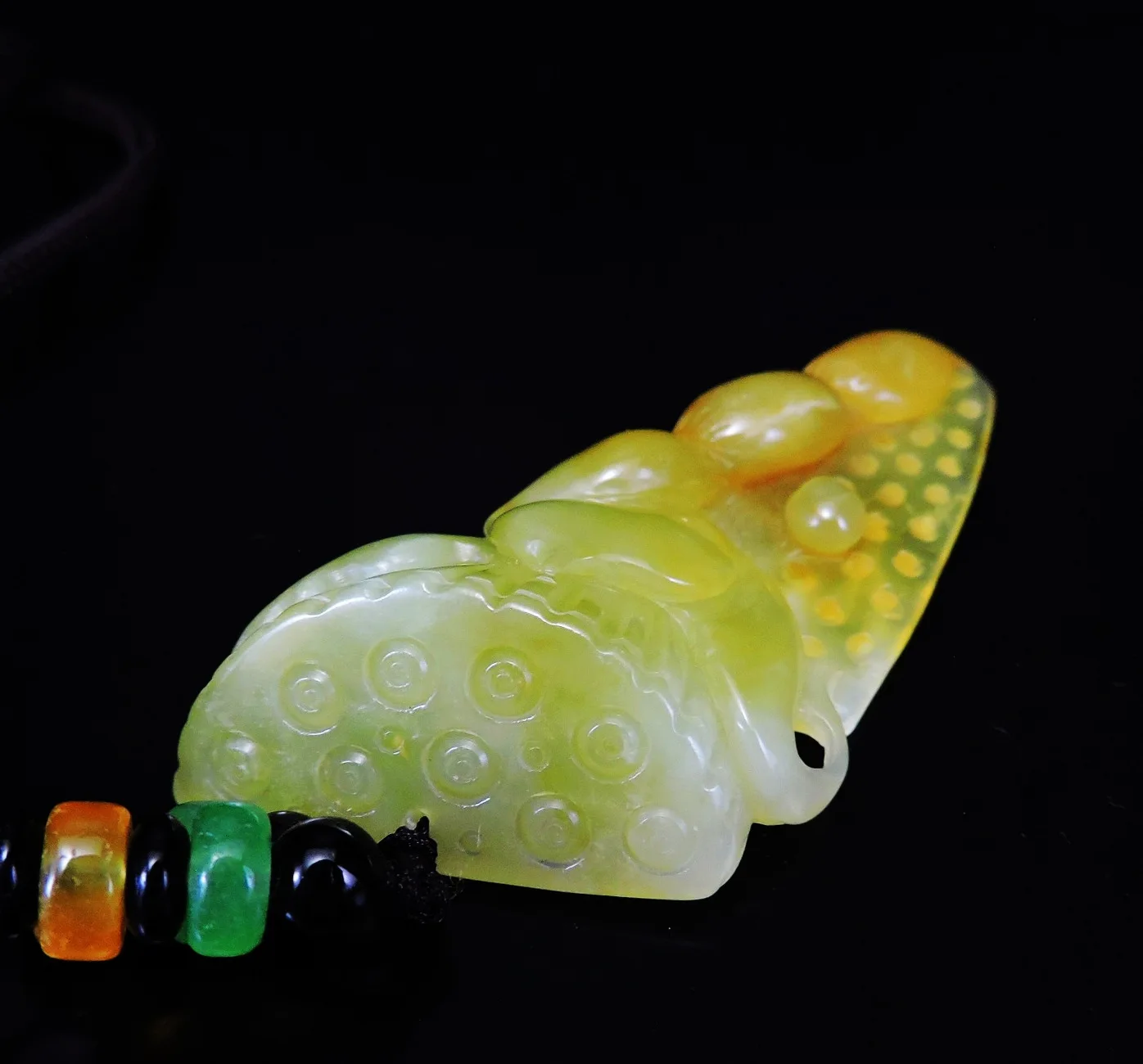 Jade Jewelry Natural Jade Pendant Necklace Hand-Carved lotus Jadeite Necklace Pendant Gift No Treatment 616i