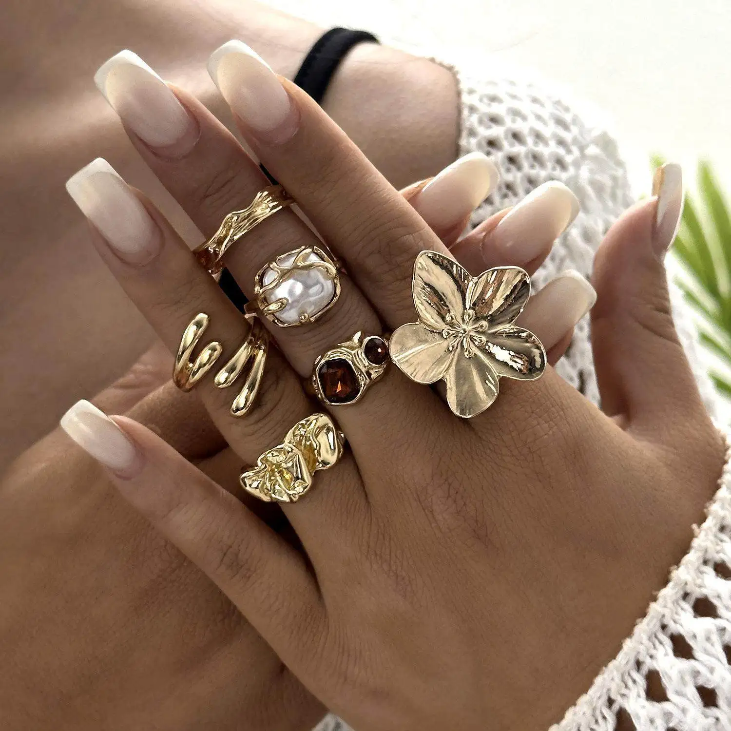 

Набор геометрических асимметричных колец для женщин: модные ретро-кольца в стиле хип-хоп, коллекция кольец Magma для осеннего сезона