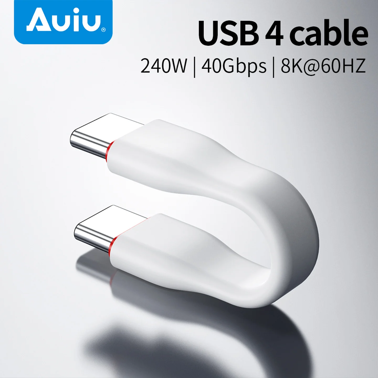 Auiu Type C data cable, USB 4 full-function mobile phone fast charging short flexible wire, 40 Gbps data transmission, PD 240W