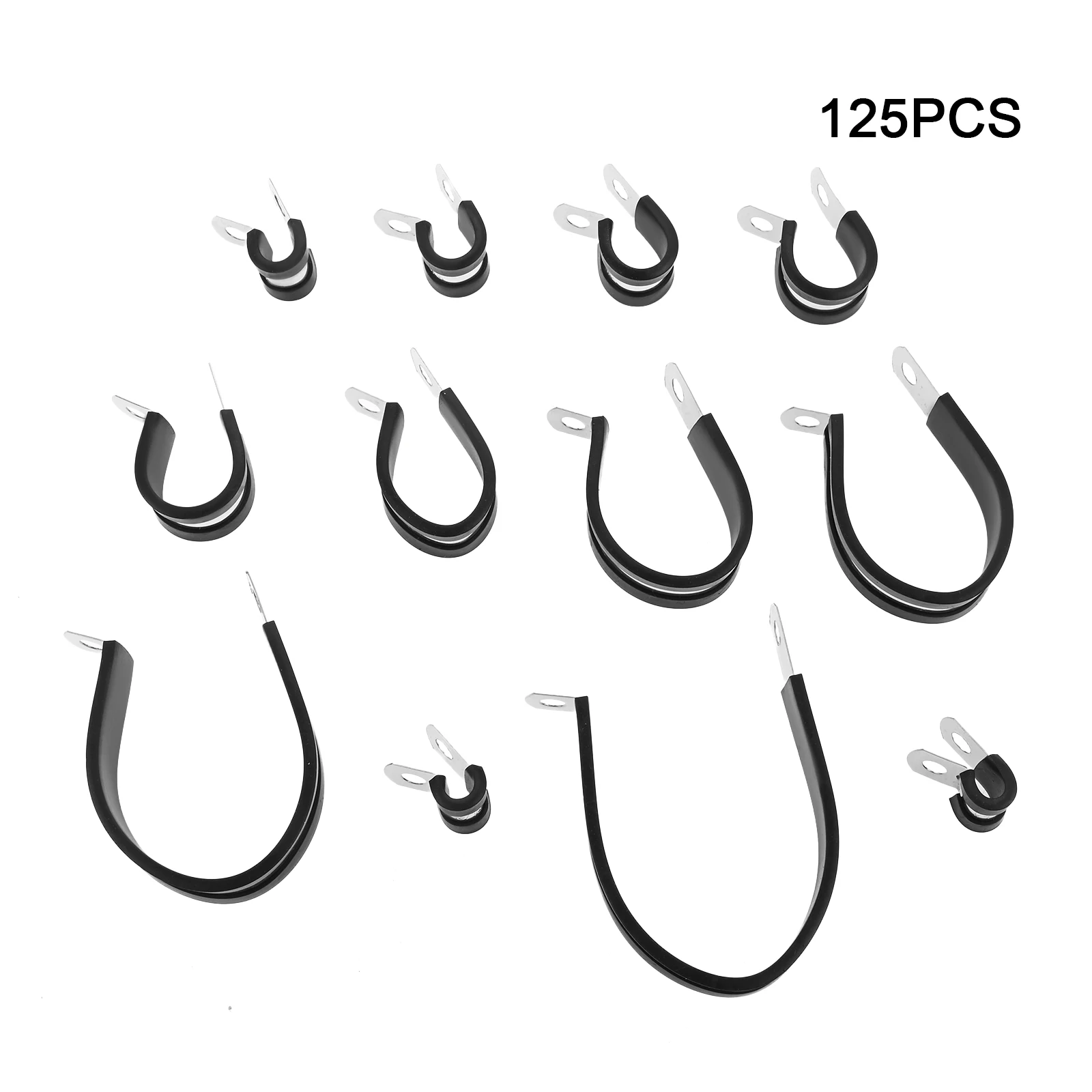 125Pcs Stainless Steel Cable Clamps Assortment Kit Suitable for Home Decoration DIY Fix Support Pipes Wires Cables Industry Boat