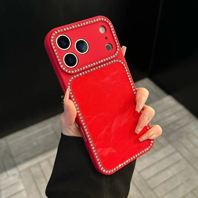

Luxury diamond Case For iPhone 17 Pro Max 16 15 14 13 pro max Phone Case Red Bling Cover Fundas