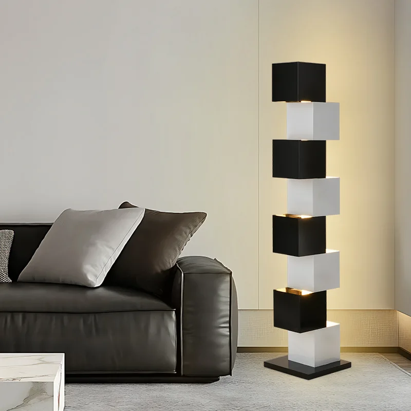 

Торшер с геометрическим блоком, скандинавский простой светильник для защиты глаз, прикроватный светильник для спальни, креативный дизайнерский светильник для гостиной, дивана, боковое освещение