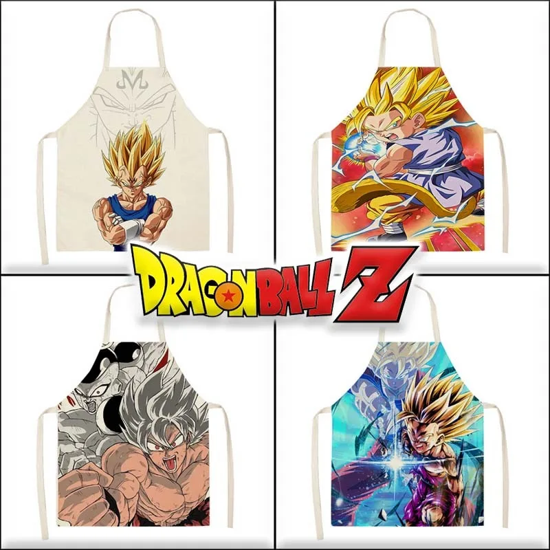 Dragon Ball Son Goku Cotton Canvas Fashion Men and Women Waterproof Grill Apron Breathable Kitchen Bar Shop Cafes Apron Gifts