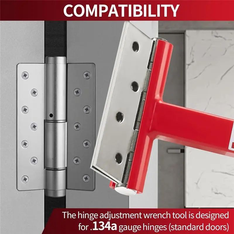 AT02-Door Hinge Adjustment Tool - Long Handle Hinge Bender Wrench.134 Gauge For Commercial Door Hinge Wrench With Rubber Grip