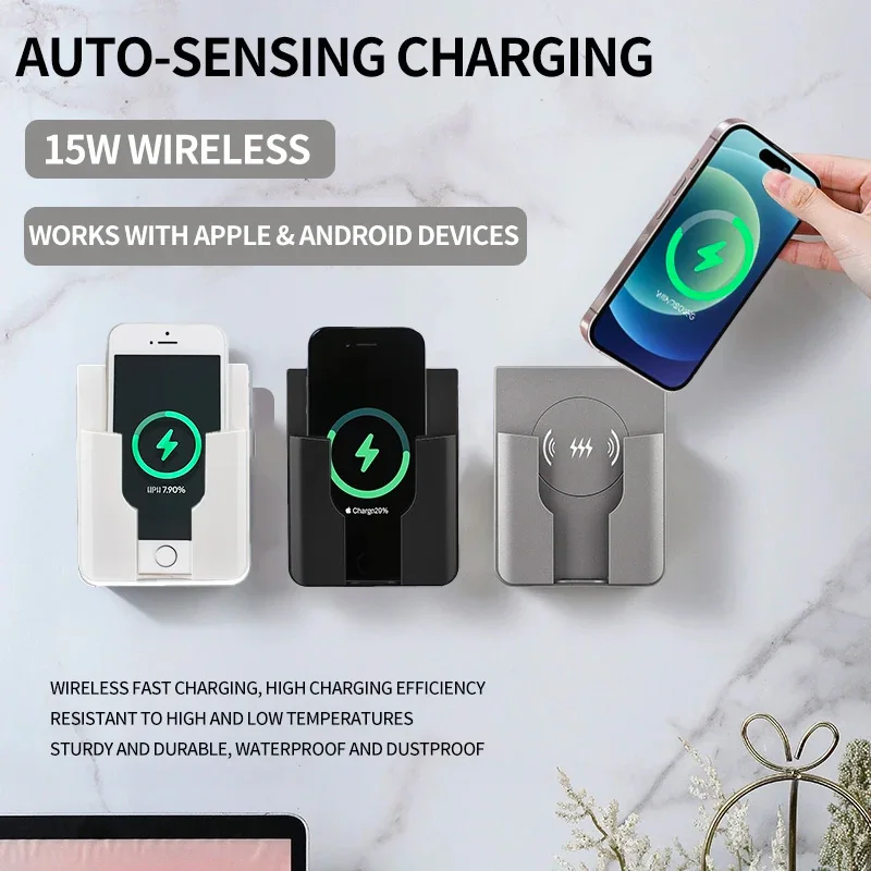 Qi Universal Panel 15W Fast Charging Wall Mount Wireless Charger Flush In-Wall Phone Charger for iPhone / Android
